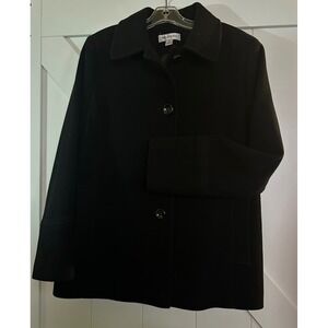 Preston York Women's Black Wool Blend Button‎ Front Coat Size 12